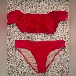 Two piece red swimsuit